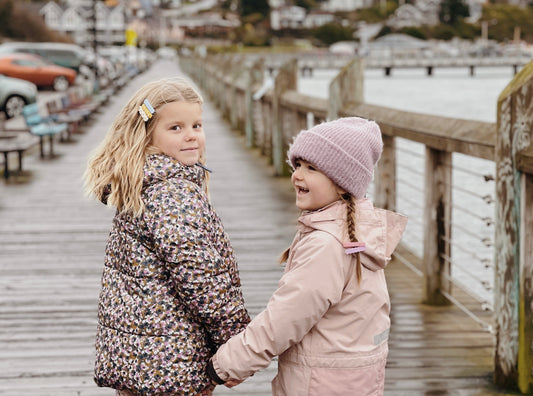 taking a walk outside in the spring with children