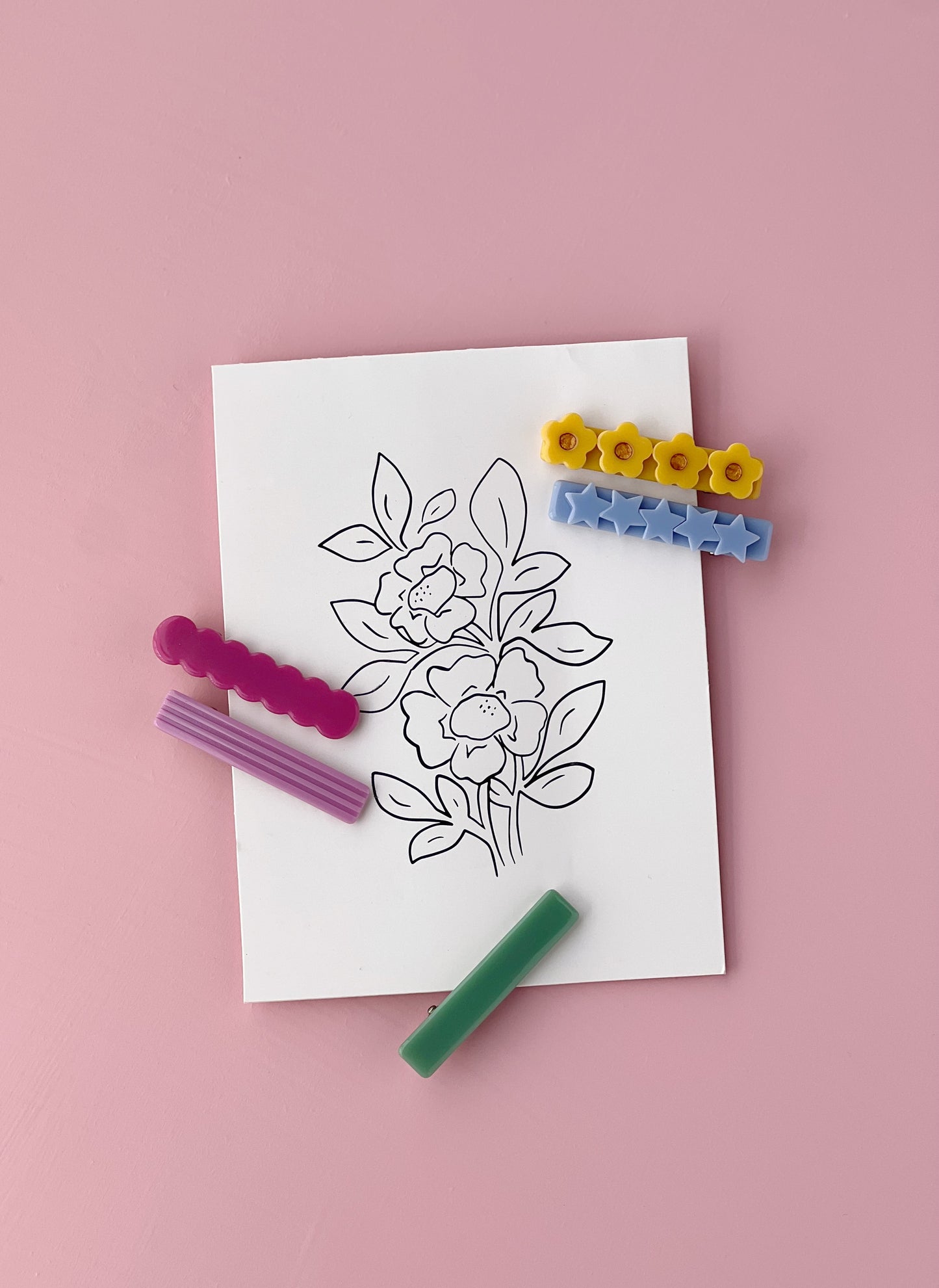 adorable flower coloring page from our hair clip packaging