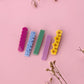 adorable colorful hair accessories, plum, baby blue, sage green, light lavendar and dark yellow clips.