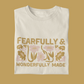 Kids' t-shirt with floral pattern and 'Fearfully and Wonderfully Made' verse - Available in sizes 6Y to 12Y - Empower your child with this inspiring shirt.