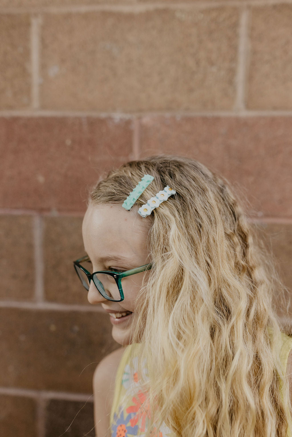 teal star hair clip, blue flower clip,  cute gift for girls