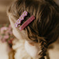 girl hair accessories, pink glitter bar clip, purple flower alligator clip